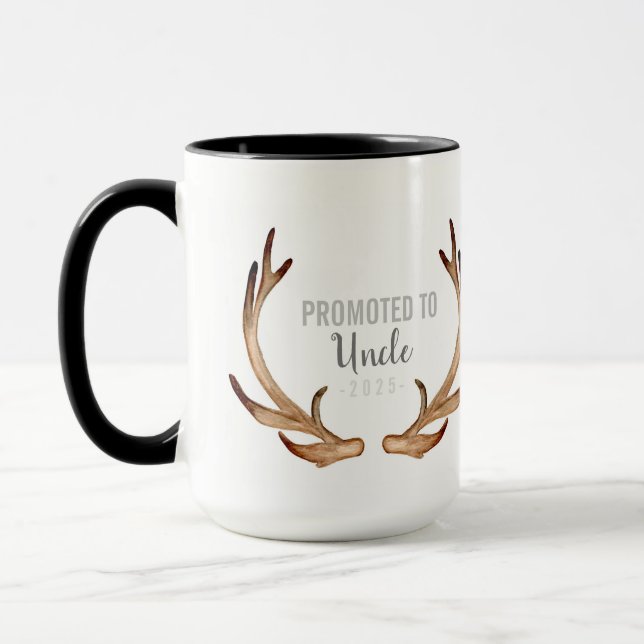 Rustic Antler & Greenery Promoted to Uncle Mug (Left)