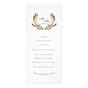Rustic Antler & Greenery Watercolor Wedding Rack Card
