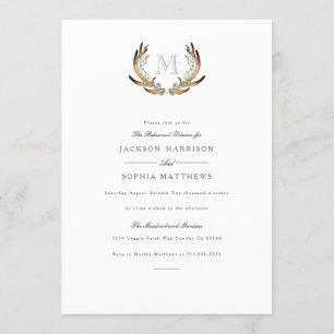 Rustic Antler & Initial Wedding Invite