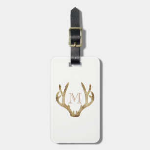 Rustic Antler Luggage Tag w/ leather strap