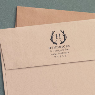 Rustic Antler Monogram Return Address Self-inking Stamp