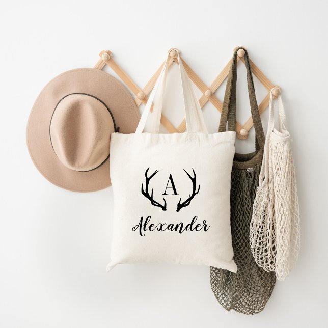 Rustic Antler Monogram Tote Bag (Creator Uploaded)