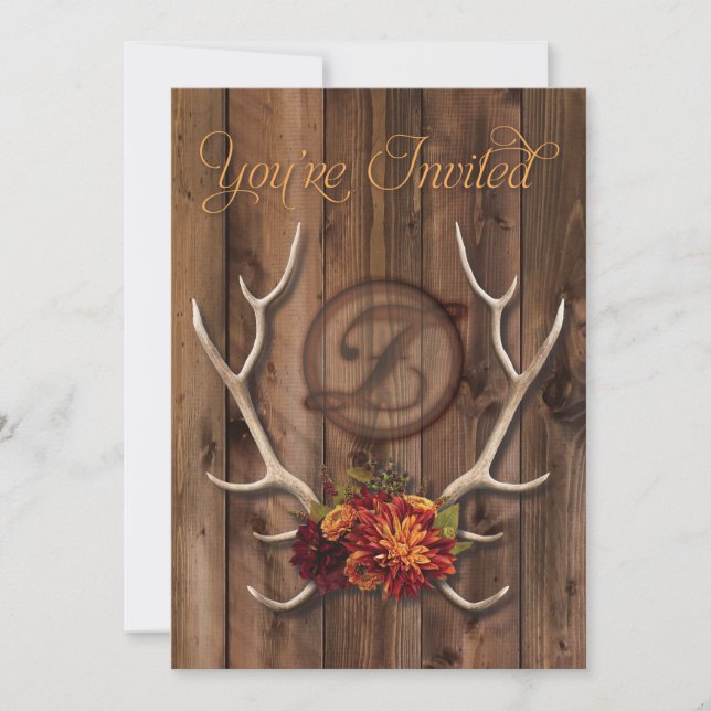 rustic antler wedding Invitation (Front)