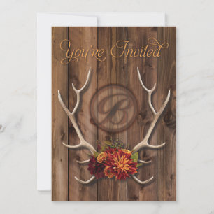 rustic antler wedding Invitation