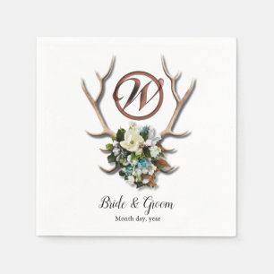 Rustic Antler wedding napkin Paper Napkin