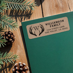 Rustic Antlers Family Monogram Christmas