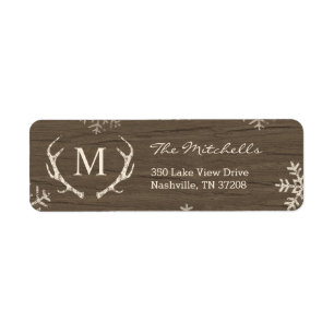 Rustic Antlers Holiday Return Address Labels