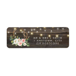 rustic antlers lights return address label