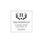 Rustic Antlers Monogram Family Name Return Address