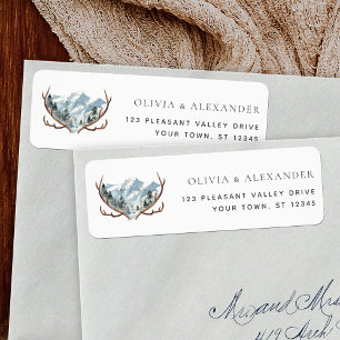 Rustic Antlers Mountain Wedding Return Address