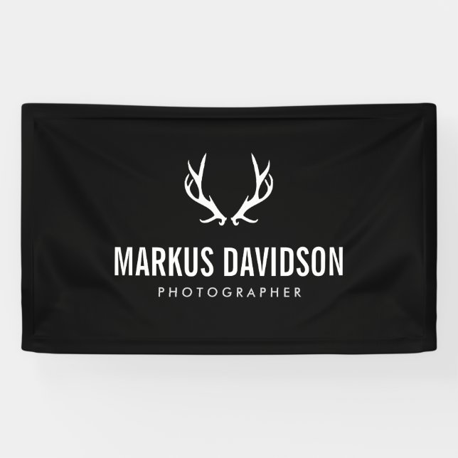 Rustic Antlers on Black Photographers, Craft Banner (Horizontal)