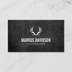 Rustic Antlers on Black Wood Photographers, Craft Business Card
