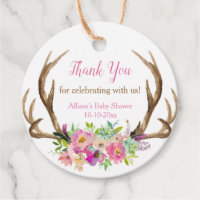 Rustic antlers pink floral girl baby shower