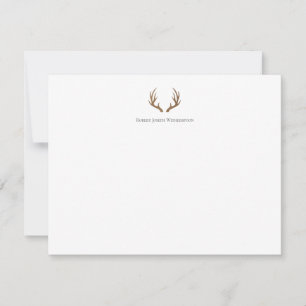 Rustic Antlers Simple Personalised Note Card