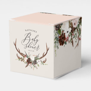 Rustic antlers watercolor floral baby shower favou favour box