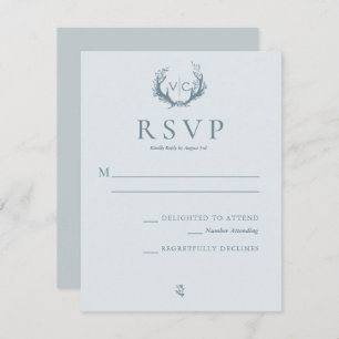 Rustic Antlers with Floral Wreath Wedding RSVP