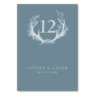 Rustic Antlers with Floral Wreath   Wedding Table Number