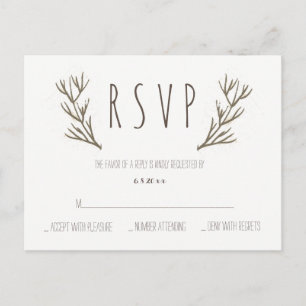 Rustic antlers wreath wedding rsvp postcards