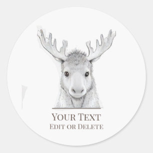 *~* Rustic AP49 Cute Sweet Baby Moose Classic Round Sticker