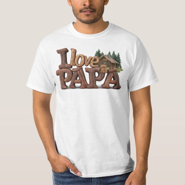*~* Rustic AP86 I LOVE PAPA Father's Day T-Shirt (Front)