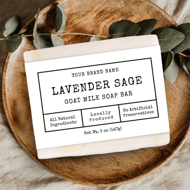 Rustic Apothecary Black White Soap Bar Wrap Label (Simple rustic style soap bar bellyband template in black and white)