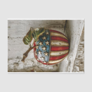 Rustic Apple, American Flag Design DT5L Decoupage Tissue Paper