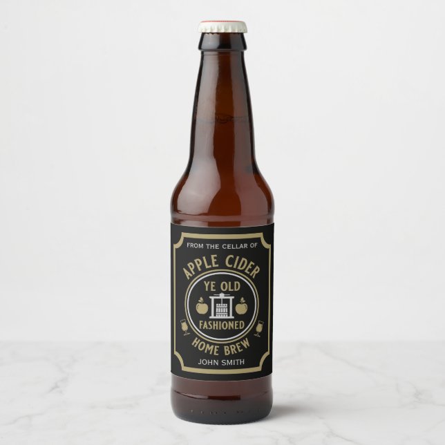 Rustic Apple Cider Personalised Bottle Beer Bottle Label (Front)