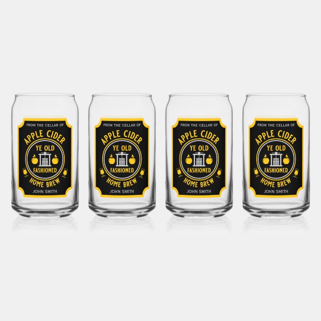 Rustic Apple Cider Personalised  Can Glass (Front)