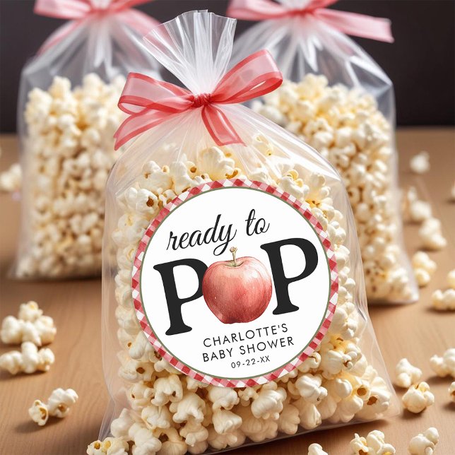 Rustic Apple “Ready to Pop” Baby Shower Stickers (POP Baby Shower Sticker)