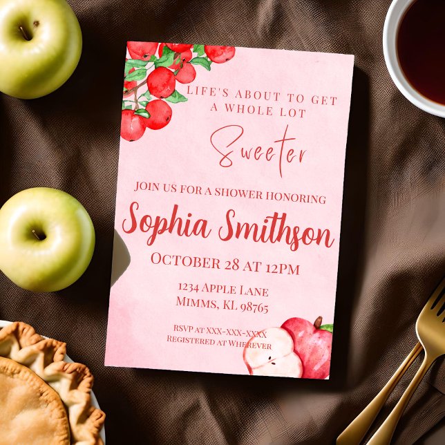Rustic Apple Shower Invitation – Red Watercolor (Creator Uploaded)