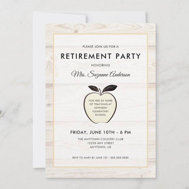 Rustic Apple | Teacher Retirement Party Invitation (Front)