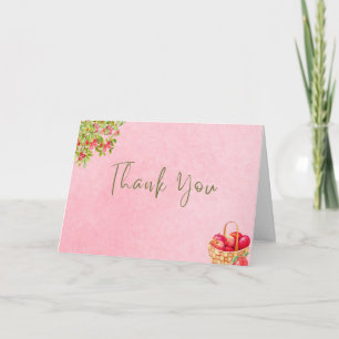 Rustic Apple Thank You Card – Red Watercolor Apple