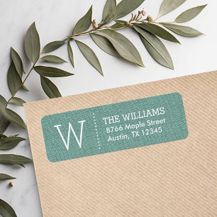 Rustic Aqua Custom Monogram Return Address