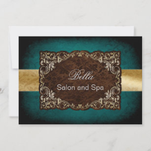 rustic aqua gold Business Thank You Cards