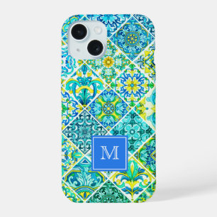 Rustic Aqua Mint Sicilian Tile Mosaic iPhone 15 Case