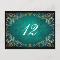 rustic aqua regal  wedding table seating card