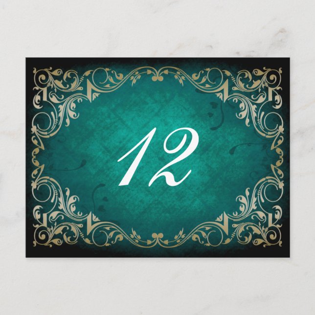 rustic aqua regal  wedding table seating card (Front)