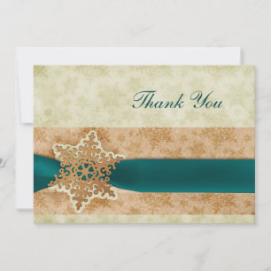 rustic aqua winter wedding Thank You Invitation