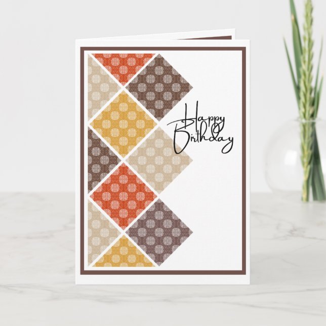 Rustic Arabesque Birthday in Browns Card (Front)