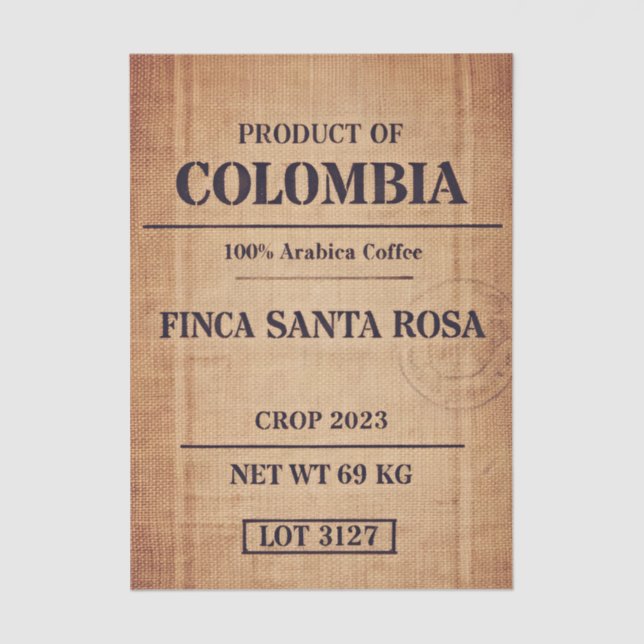 Rustic Arabica Coffee Packaging FC8 Decoupage Tissue Paper (Front)