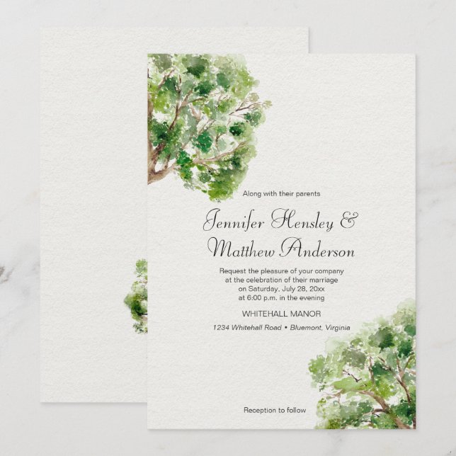 Rustic Arboretum Oak Tree Wedding | Invitation (Front/Back)