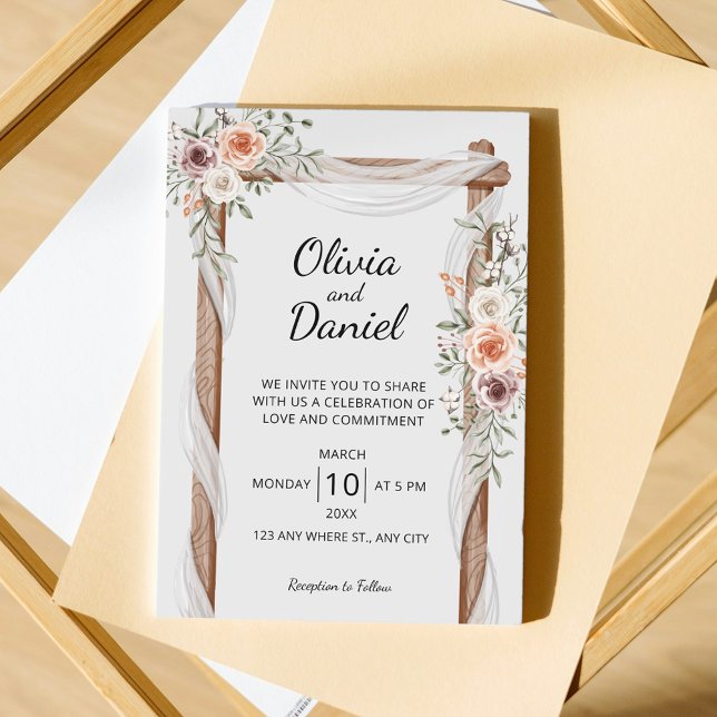 Rustic Arch Watercolor Floral | Boho Wedding     Invitation (Creator Uploaded)