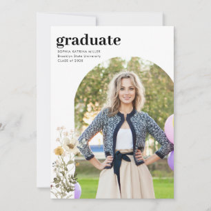 Rustic Arch Wildflower Photo Graduate Graduation Announcement