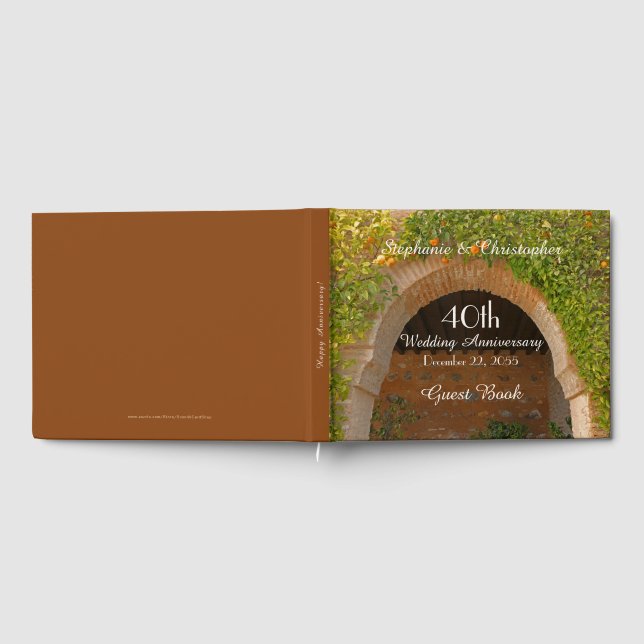 Rustic Archway Oranges 40th Anniversary Party Guest Book (Full)