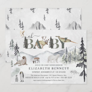 Rustic Arctic Animals   Baby Shower Invitation