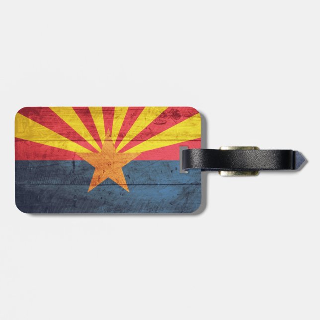 Rustic Arizona State Flag Luggage Tag (Back Horizontal)