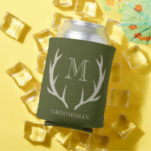 Rustic Army Green Antler Custom Groomsmen Gift