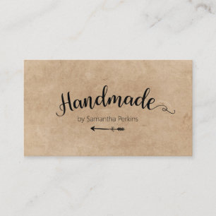 Rustic Arrow Calligraphy Handmade Kraft Paper Business Card