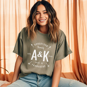Rustic Arrow Family Monogram Farmhouse T-Shirt