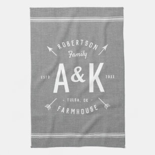 Rustic Arrow Family Monogram Tea Towel